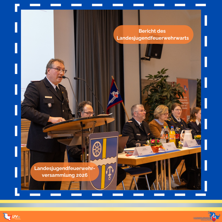 Landesjugendfeuerwehrwart Rüdiger König bei seinem Grußwort..